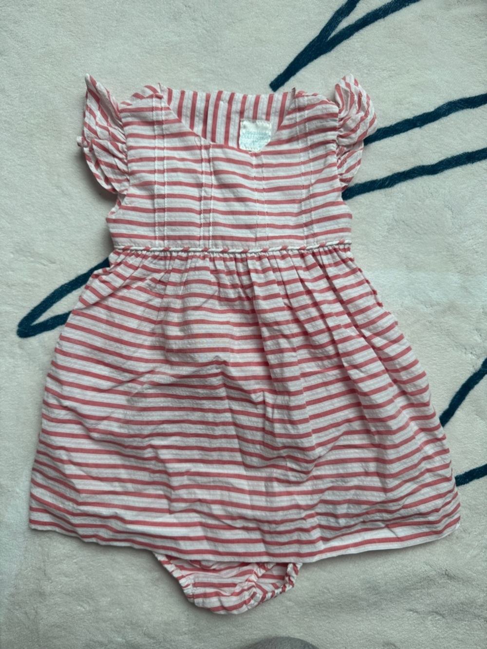 Pink & White Striped Baby Dress Romper